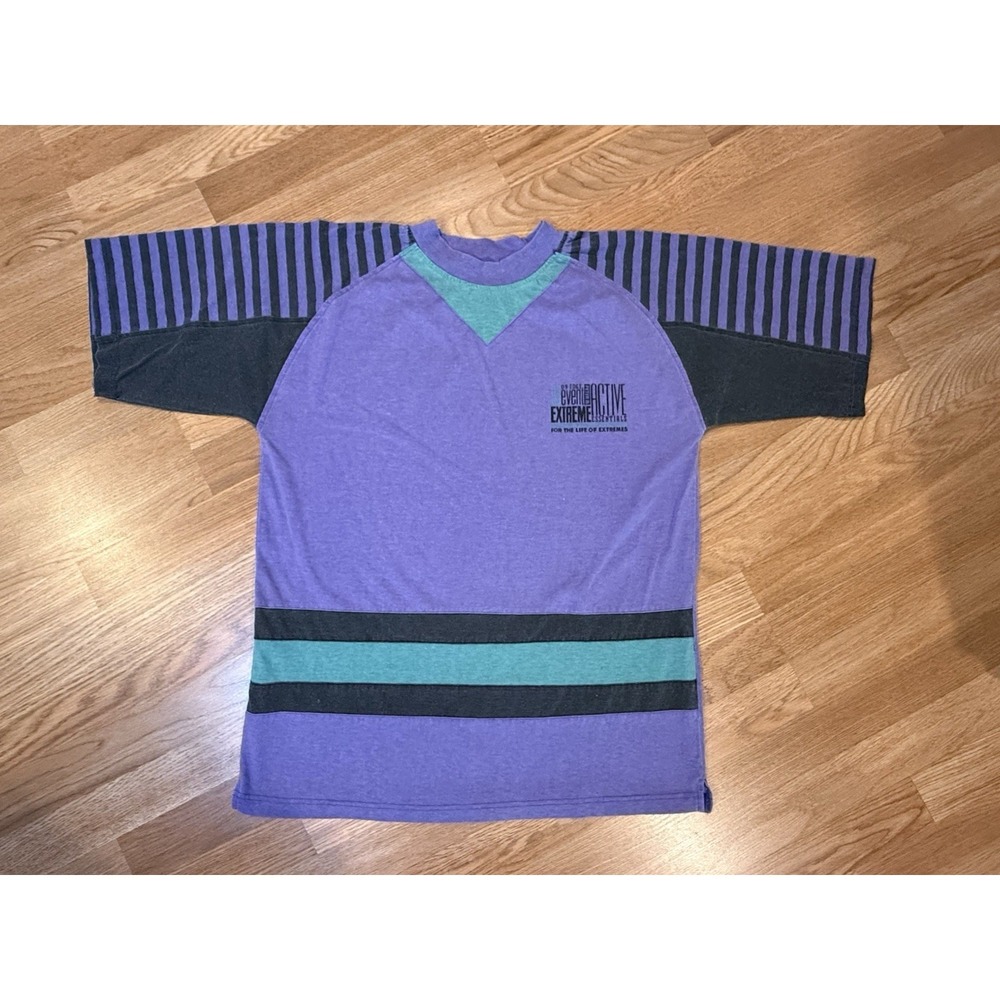 Vintage 80s 90s Short Sleeve Purple Black Cotton Shirt LG Peter B Beach Patrol